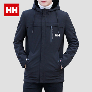男士 官方正品 新款 連帽外套百搭防寒衣服加絨加厚冬裝 HH秋冬季 夾克