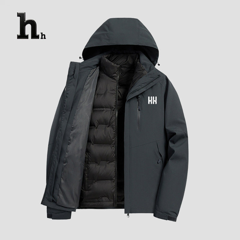 正品HH冲锋衣男女三合一可拆卸羽绒内胆防风防水登山服情侣款图片