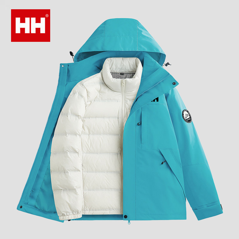 官方正品HH冲锋衣女款三合一秋冬加厚羽绒服内胆防风防水防寒外套