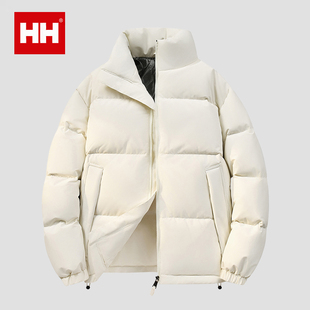 官方正品HH鸭绒羽绒服女款纯色简约加绒加厚防寒通勤情侣休闲外套