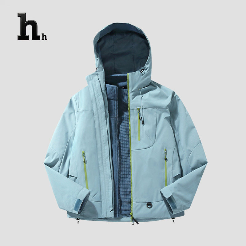 正品HH冲锋衣女士秋冬季防风防水徒步骑行服男款防雨连帽外套