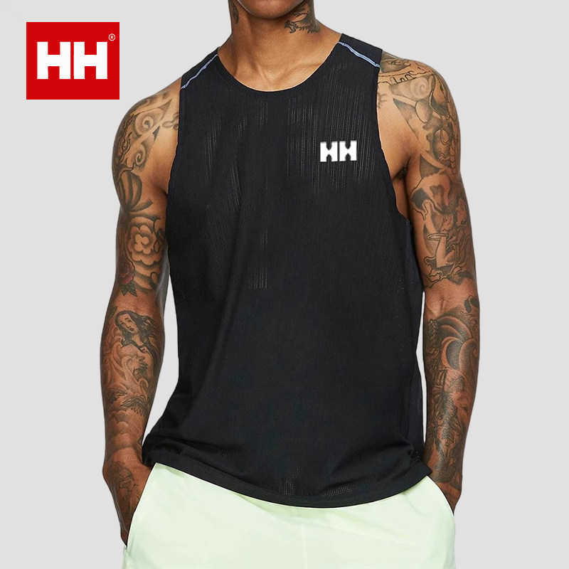 正品HH25夏男款干爽透气速干无袖背心马拉松训练网眼透气短袖