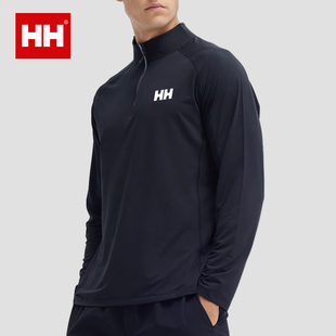 官方正品HH长袖T恤男2025年夏季健身训练速干衣半拉链套头打底衫