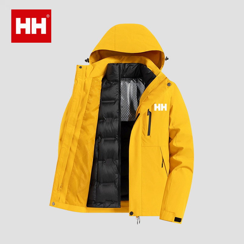 官方正品HH羽绒服男士2025新款秋冬三合一冲锋衣内胆加绒厚夹克女