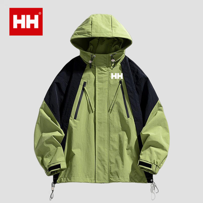官方正品HH美式拼接连帽夹克男春秋季休闲宽松工装情侣冲锋衣外套