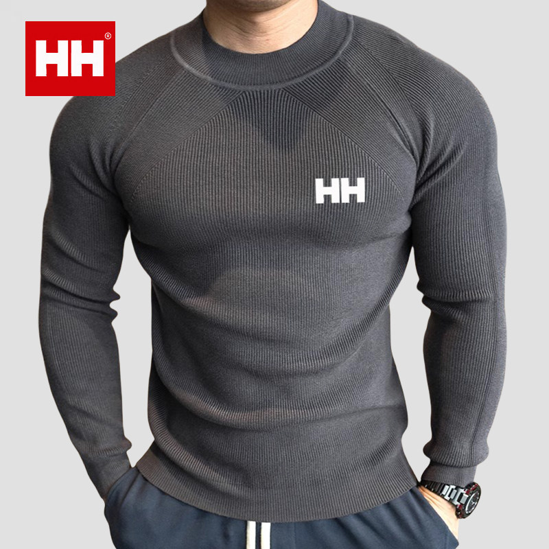 官方正品HH小领口针织衫男士紧身弹力插肩长袖卫衣细线打底羊毛衫