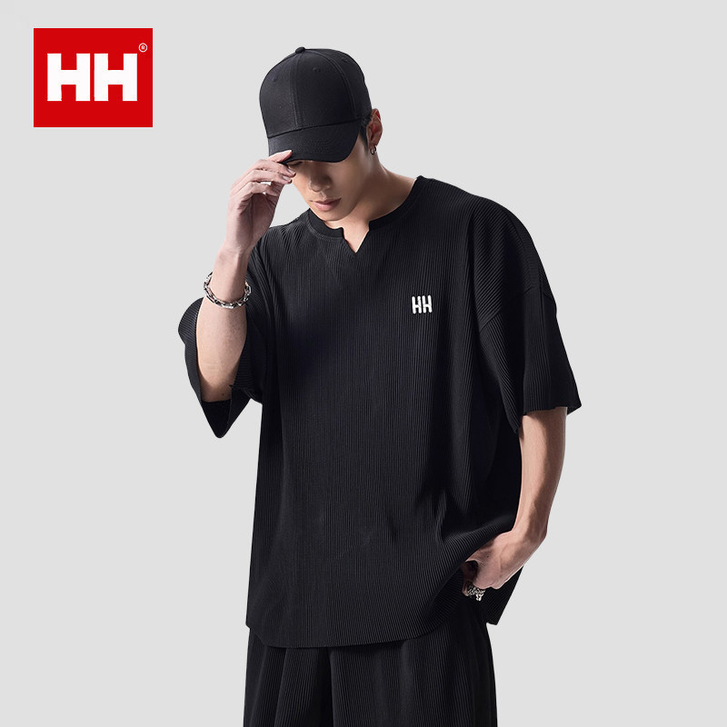 官方正品HH高级感v领褶皱垂感健身训练衣服男夏季冰感运动短袖T恤,运动服/休闲服装,运动T恤,淘宝优惠券,粉丝福利购,淘宝优惠卷