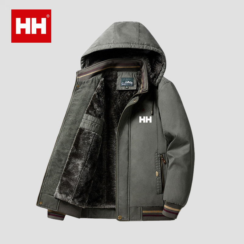 正品HH棉衣男冬季加绒加厚夹克工装棉服户外保暖大码男装外套