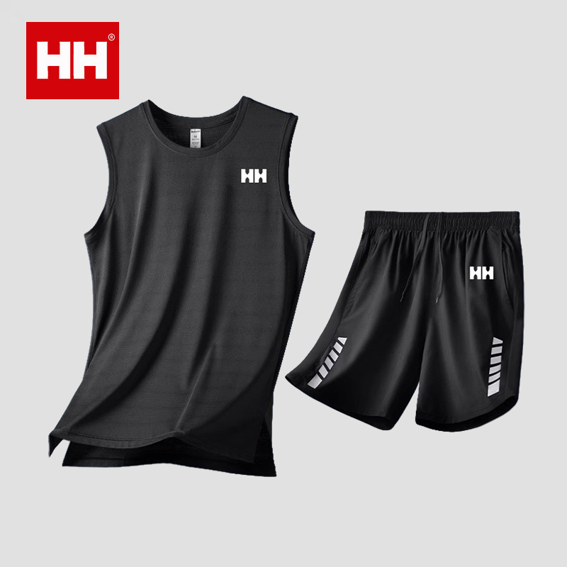 官方正品HH运动背心套装跑步速干衣健身衣服男25夏季冰丝无袖短裤
