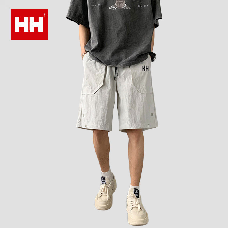正品HH速干工装冲锋短裤男士夏季设计感铆钉直筒透气休闲裤子