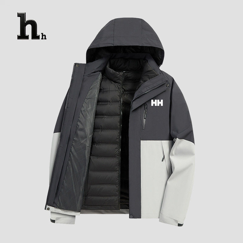 正品HH冲锋衣男女三合一可拆卸羽绒内胆防风防水情侣款登山服