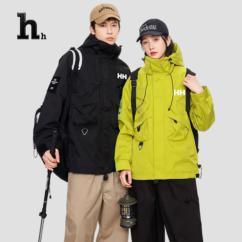 正品HH秋冬户外三合一冲锋衣男女工装外套大码防风防水登山服