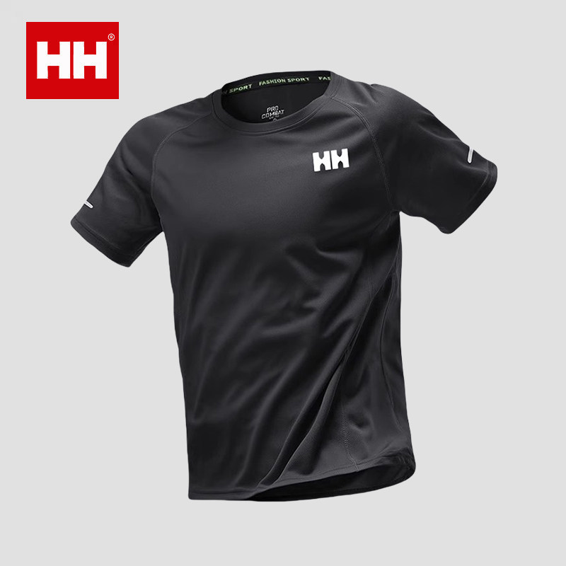 正品HH速干t恤男短袖夏薄款冰丝运动上衣健身跑步服透气半袖