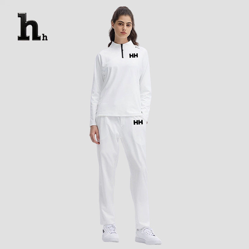 正品HH健身衣服男女春秋季速干长袖跑步运动骑行服半拉链卫衣