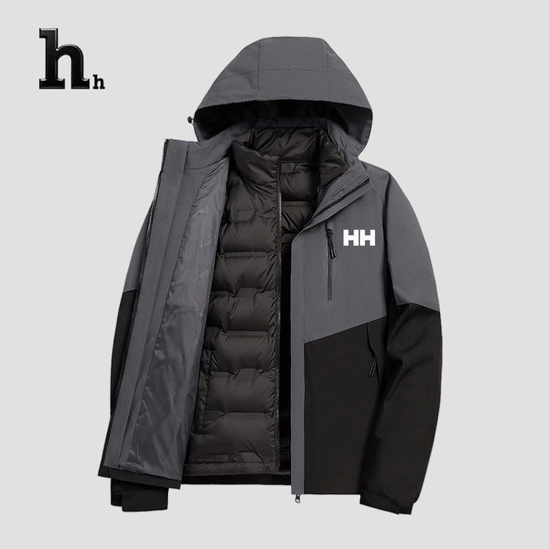 正品HH冲锋衣男三合一可拆卸羽绒内胆户外防风防水保暖登山服