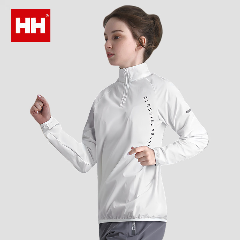 正品HH半拉链训练服女士秋季跑步速干衣长袖t恤运动外套大码