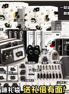 送黑猫玩偶！九层大容量笔袋透明2025新款女生初中生文具盒女孩款