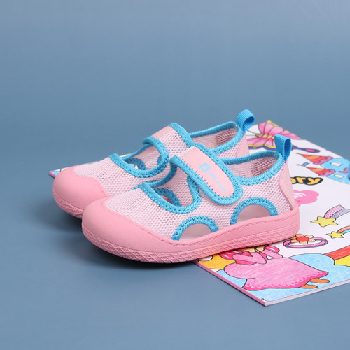 夏季幼儿园室内鞋网面透气男女孩儿童运动凉鞋宝宝软底包头沙滩鞋-封面