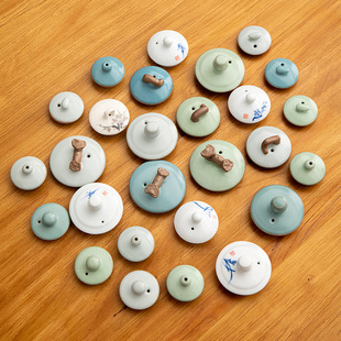 1个装单卖汝窑哥窑开片青花瓷紫砂泡茶壶盖子大小茶具配件圆形配