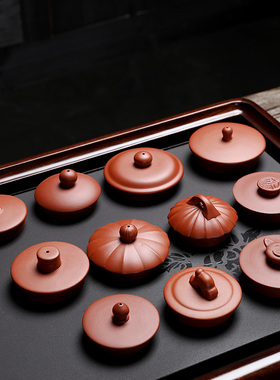 中式半手工制作朱泥红紫砂茶壶盖泡茶水杯盖子非定制单卖茶具配件