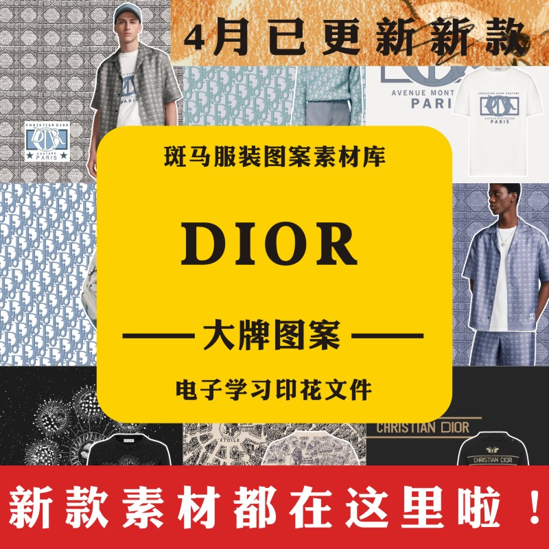 DIOR迪奥男女服装人物花卉抽象字母印花矢量图案素材大牌奢侈品