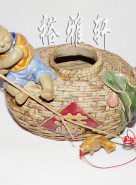 陶瓷竹篮摆件包邮