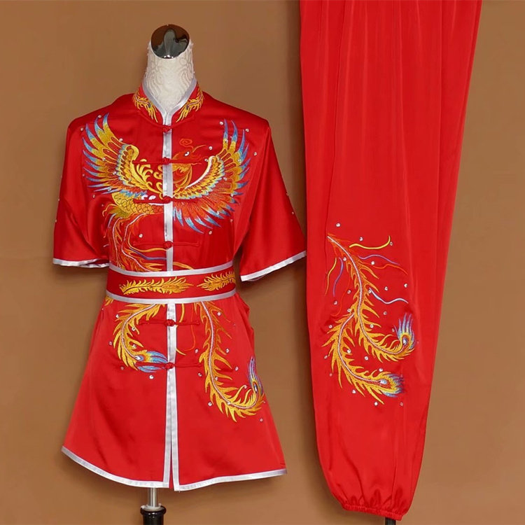 迎春武术服练功比赛服刺绣凤凰长拳南拳服青少年儿童表演服演出服