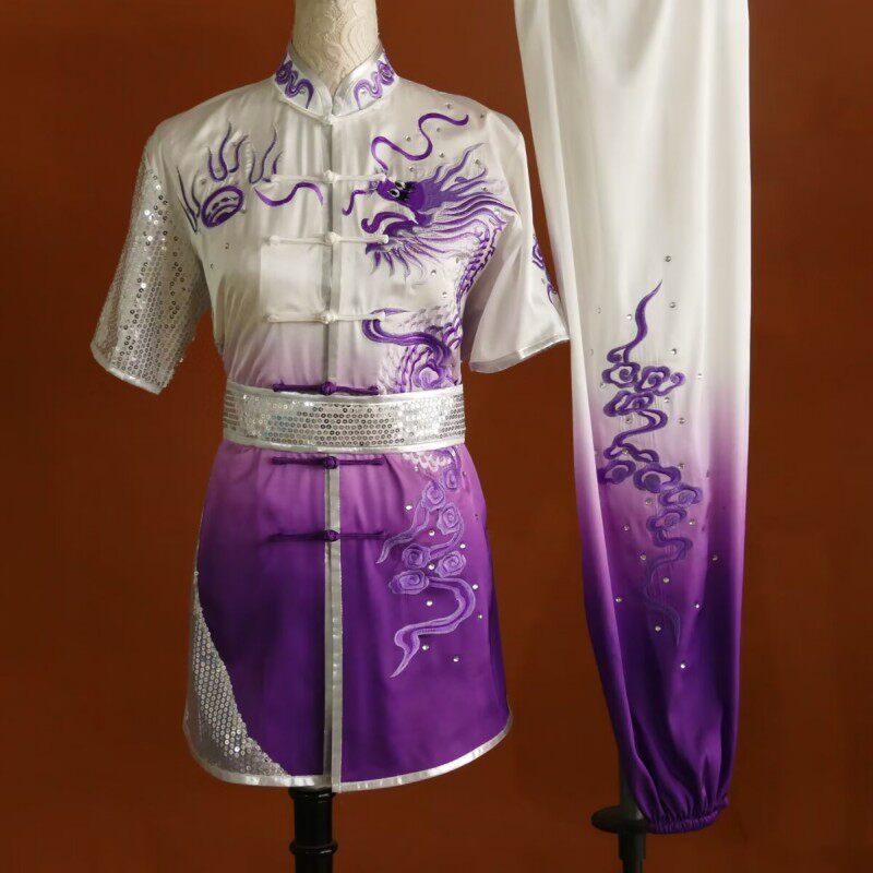 迎春少年儿童武术服表演服练功服刺绣龙演出团体比赛长拳南拳服