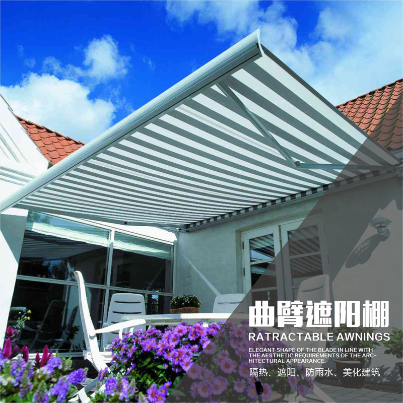 厂家直销订做折叠伸缩式遮阳棚防雨防不褪色曲臂遮阳棚新品首发