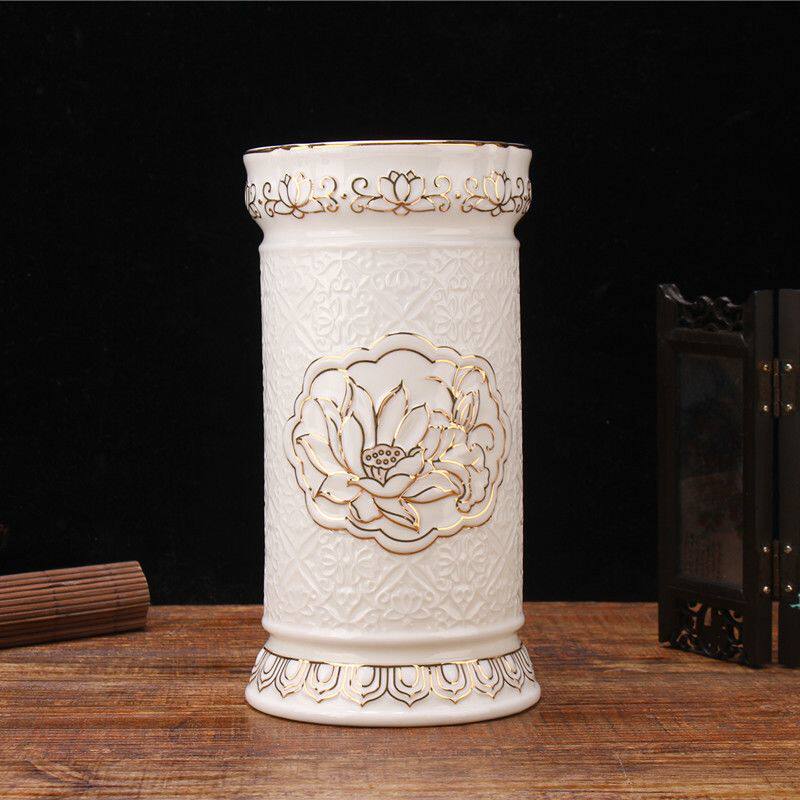 陶瓷莲花香筒佛堂摆件装香放香插香的香桶佛具用品 仙家用品