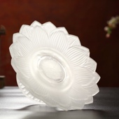 家居室内水果盘 佛堂供佛观音贡盘 仿琉璃白色莲花供盘果碟78英寸