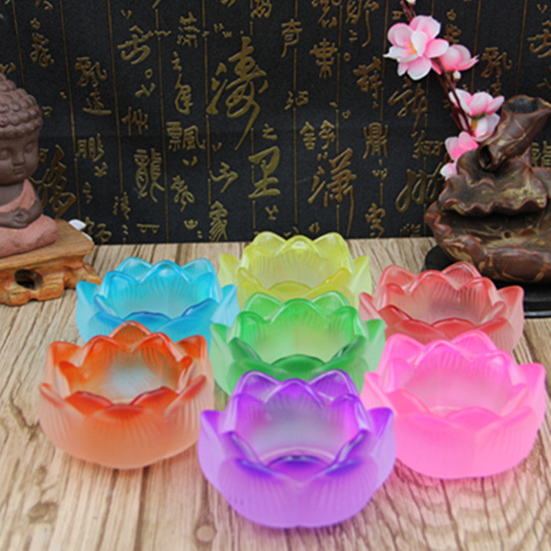 供佛七星灯供灯莲花酥油灯座七彩七色长明灯防风蜡烛台灯架底座