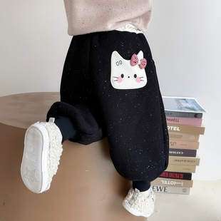 冬装 女童加绒棉裤 卫裤 闪闪可爱女宝宝好看长裤 潮 小女孩过冬运动裤