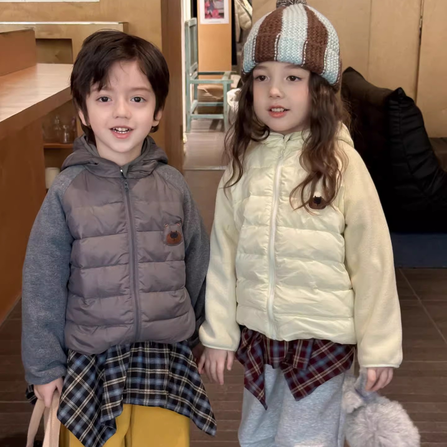 羽绒服女童冬装拼接款白鸭绒