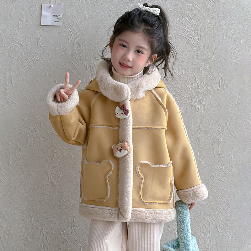 保暖连帽大衣高端时髦韩版女童