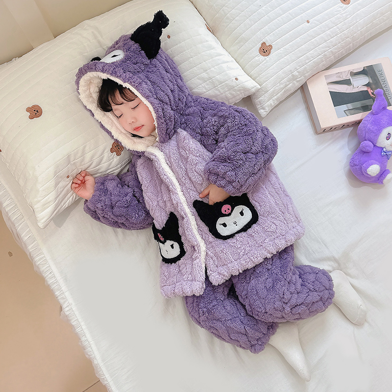 三层夹棉加厚卡通睡衣套装时髦