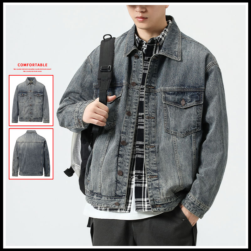 奥派鲨男士牛仔夹克204春