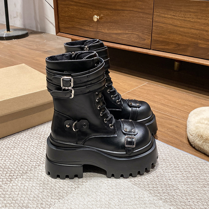 加绒9cm增高厚底松糕马丁靴