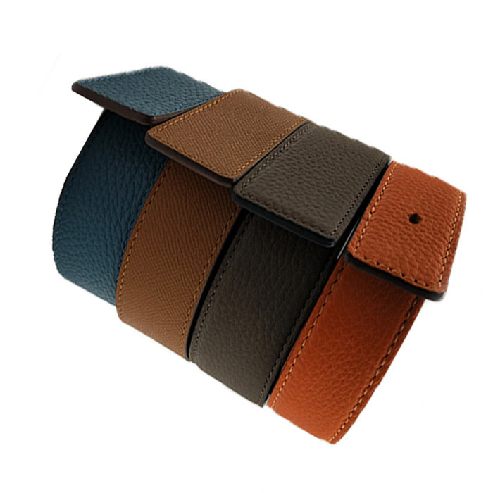 H家男女真皮皮带无扣头双面头层牛皮青年商务休闲时尚撞色拼腰带