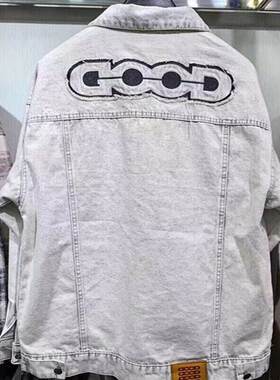 秋冬网红同款GO刺绣水洗高品质牛仔夹克男女百搭潮流帅气上衣外套
