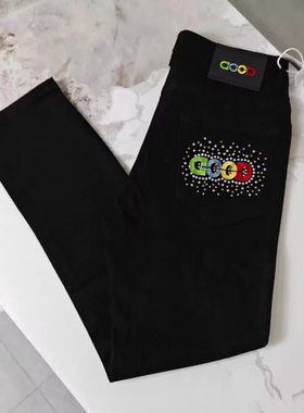 2026春季潮牌GOOD刺绣牛仔裤轻奢烫钻时尚高级感男女修身显瘦长裤