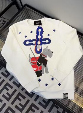 早秋新款国潮字母GOOD雪纳瑞烫印卫衣情侣重磅宽松百搭休闲上衣潮