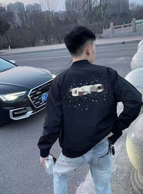 【彩钻】秋季爆款GOOD烫钻薄款夹克外套男情侣棒球服轻奢潮牌上衣
