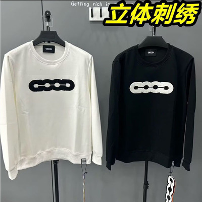 春秋季新款GOOD地图毛巾绣圆领卫衣男女情侣款潮流时尚百搭上衣