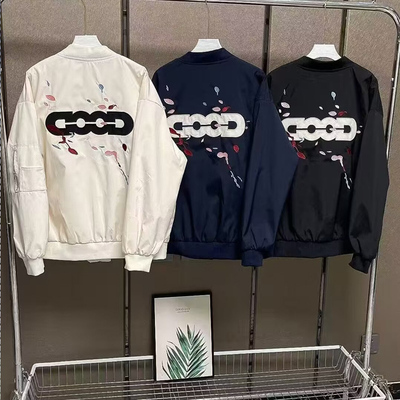 春秋季字母刺绣GOOD国潮美式飞行夹克外套男女同款潮牌立领棒球服