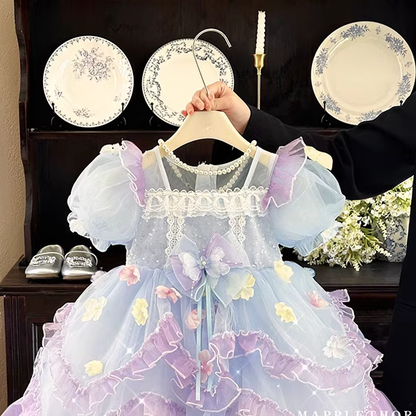 女童公主2025裙儿童新款礼服宝宝甜美连衣裙洋气洛丽塔蓬蓬裙爆款