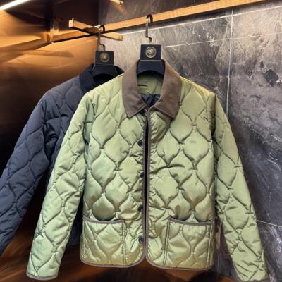 2026年冬季新款潮牌撞色领子菱格棉衣休闲宽松男生外套灯芯绒复古