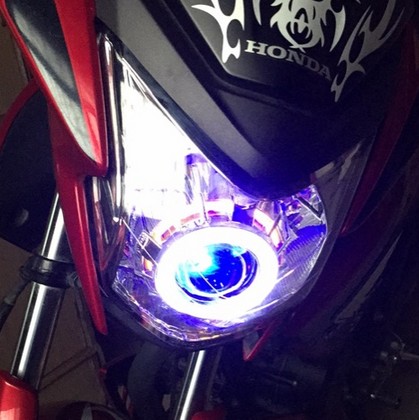 适用新大洲本田XR150GY战驭大灯SDH150氙气灯天使恶魔眼透镜总成