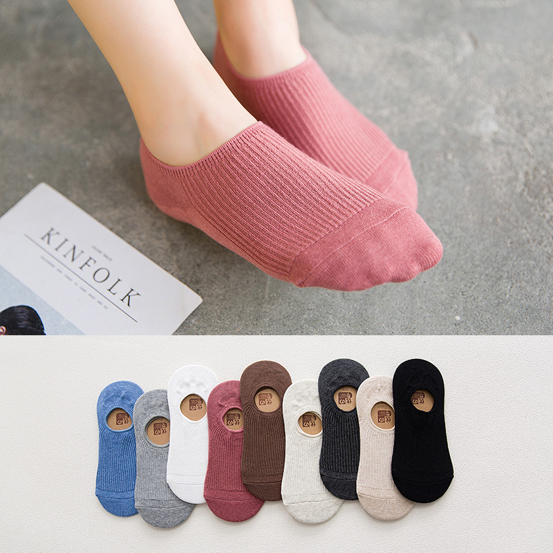 纯色韩版防滑硅胶运动女士短袜