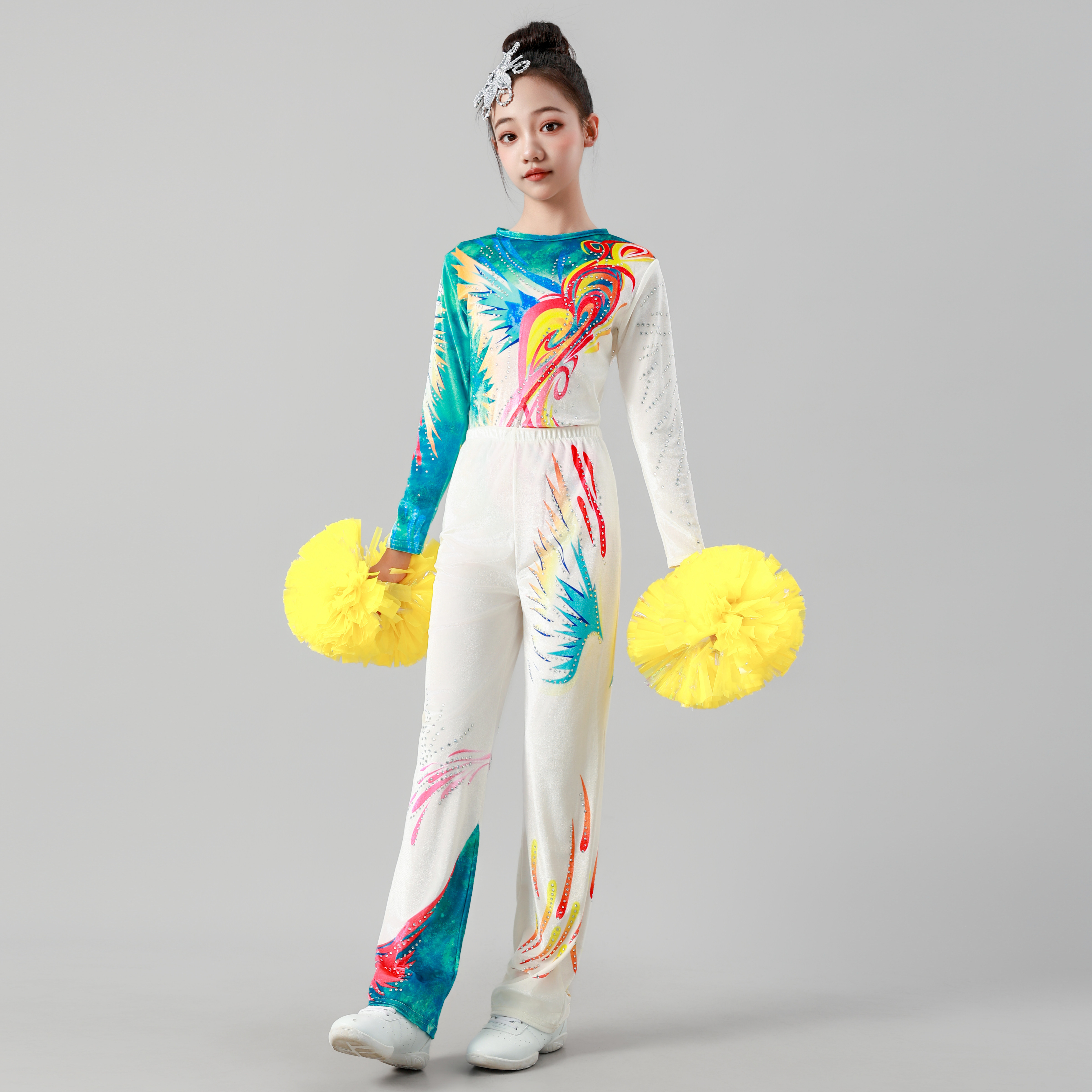 啦啦操服装女童长袖演出服